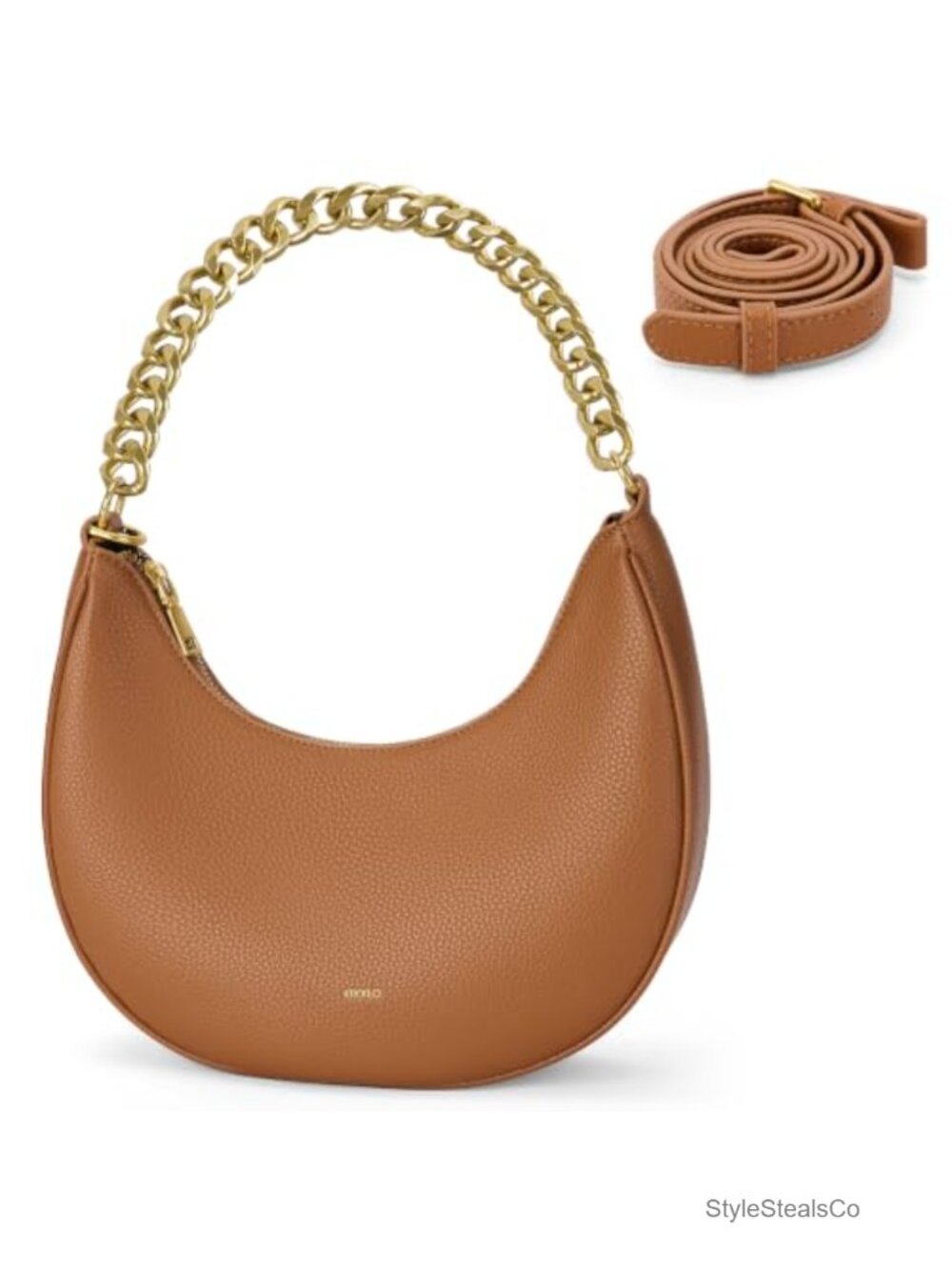 Crescent Shoulder Bag Vegan Leather Chain Strap Crossbody Mini Purse